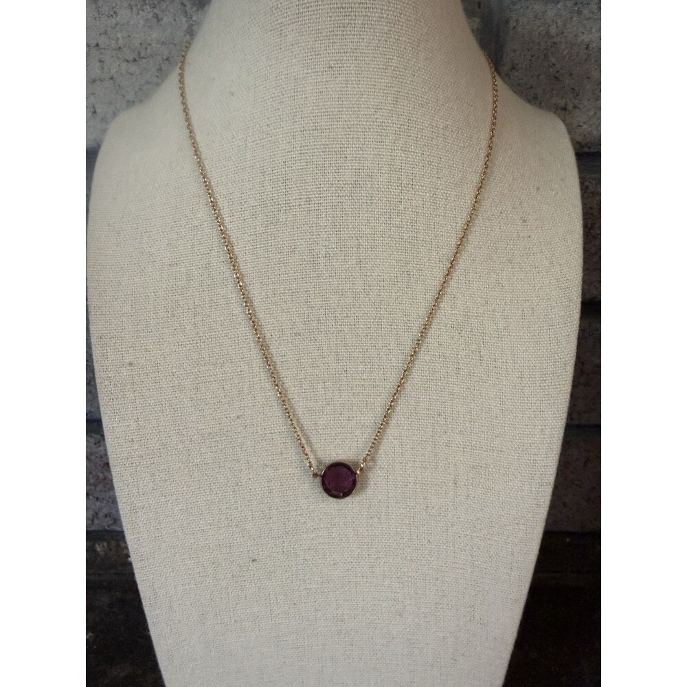 Vintage AVON Faux Amethyst Bezel Birthstone Pendant Necklace